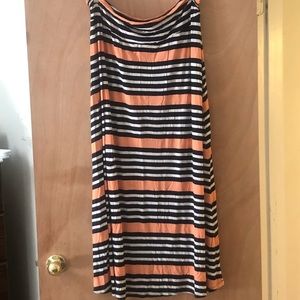 Navy and Coral Stripped Maxi
